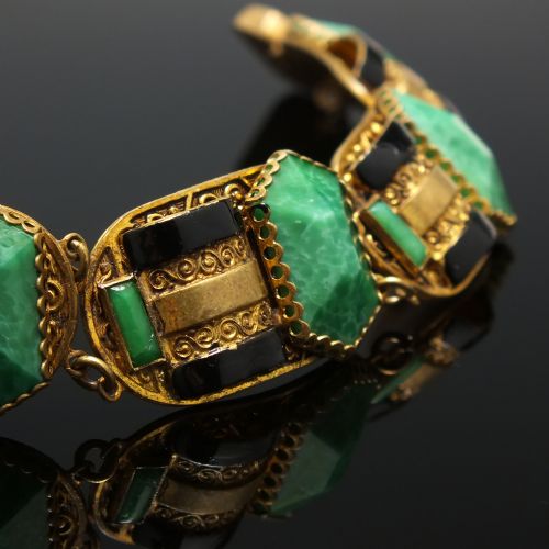 MAX NEIGER OF GABLONZ EGYPTIAN REVIVAL ART DECO BRACELET C1920 - ADDITIONAL PHOTO 2