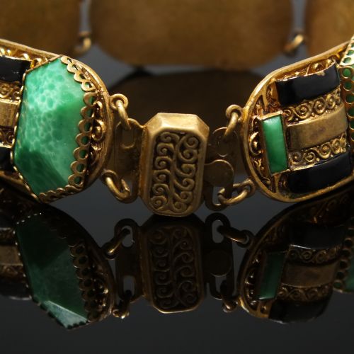 MAX NEIGER OF GABLONZ EGYPTIAN REVIVAL ART DECO BRACELET C1920 - ADDITIONAL PHOTO 5