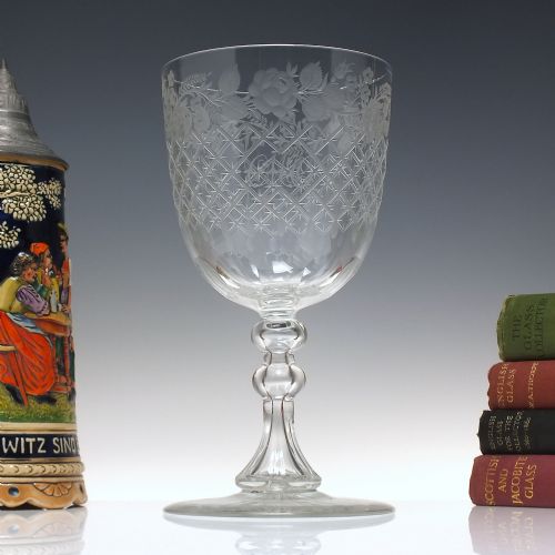victorian engraved stevens williams glass wine goblet c1880 - CATEGORY: ANTIQUE GLASS - DATED 1880