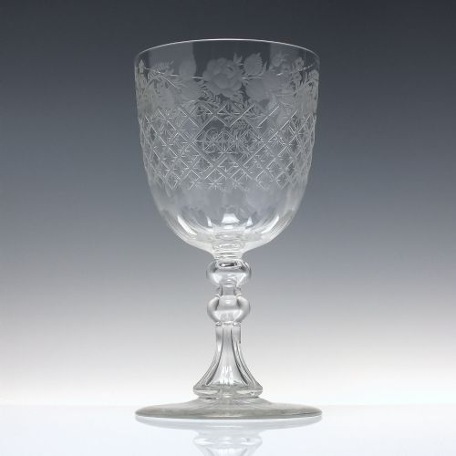 VICTORIAN ENGRAVED STEVENS WILLIAMS GLASS WINE GOBLET C1880 - ADDITIONAL PHOTO 7