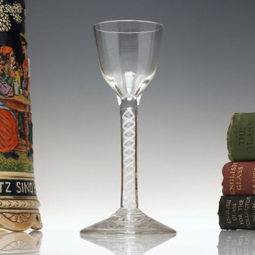 18th century antique opaque twist wine glass c1760 - CATEGORY: ANTIQUE GLASS - DATED 1750