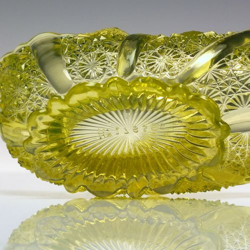 PAIR ANTIQUE DAVIDSON VASELINE LADY CHIPPENDALE GLASS BASKETS C1885 - ADDITIONAL PHOTO 2