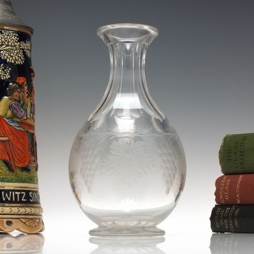 engraved victorian glass wine carafe c1860 - CATEGORY: ANTIQUE GLASS - DATED 1860