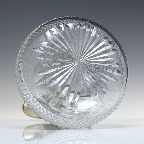 19TH CENTURY VICTORIAN ENGRAVED GLASS CLARET JUG WITH SILVER PLATED HANDLE C1870 - ADDITIONAL PHOTO 1