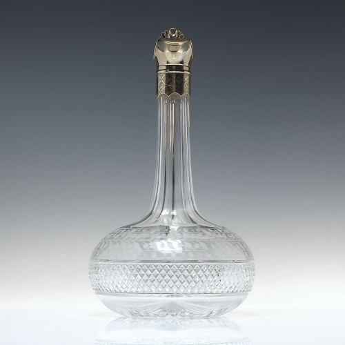 19TH CENTURY VICTORIAN ENGRAVED GLASS CLARET JUG WITH SILVER PLATED HANDLE C1870 - ADDITIONAL PHOTO 4