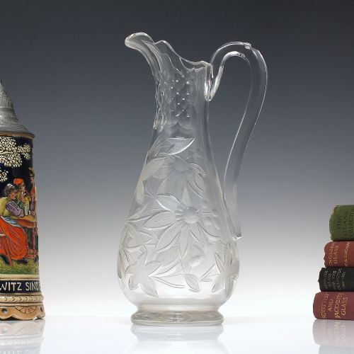 engraved 19th century richardson glass claret jug c1880 - CATEGORY: ANTIQUE GLASS - DATED 1880