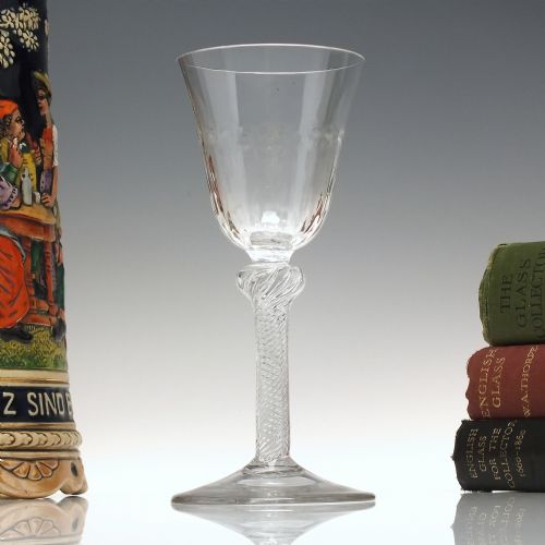 18th century knopped air twist wine glass c1750 - CATEGORY: ANTIQUE GLASS - DATED 1750