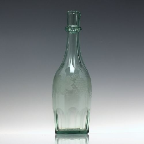 VICTORIAN RICHARDSON SON GREEN ENGRAVED SERVING BOTTLE C1870 - ADDITIONAL PHOTO 5