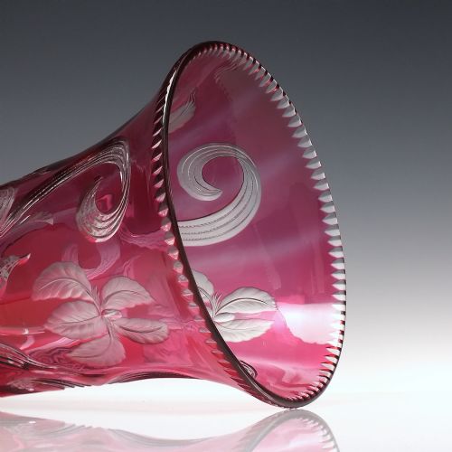 RARE ART NOUVEAU CRANBERRY CUT VASE C19101935 - ADDITIONAL PHOTO 2