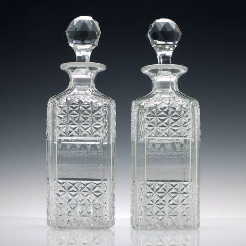 pair of antique engraved victorian glass decanters c1880 - CATEGORY: ANTIQUE GLASS - DATED 1880