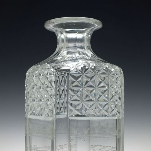 PAIR OF ANTIQUE ENGRAVED VICTORIAN GLASS DECANTERS C1880 - ADDITIONAL PHOTO 2