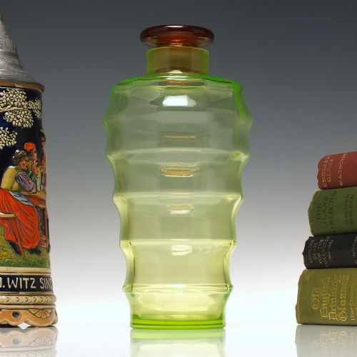 large art deco vaseline glass cocktail shaker by leerdam c1935 - CATEGORY: ANTIQUE GLASS - DATED 1930