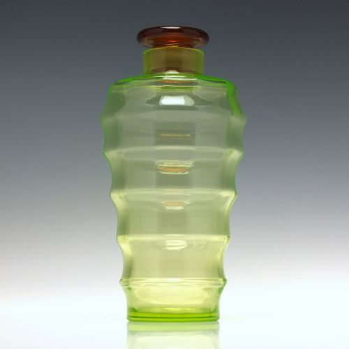 LARGE ART DECO VASELINE GLASS COCKTAIL SHAKER BY LEERDAM C1935 - ADDITIONAL PHOTO 1