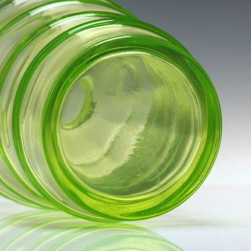 LARGE ART DECO VASELINE GLASS COCKTAIL SHAKER BY LEERDAM C1935 - ADDITIONAL PHOTO 3