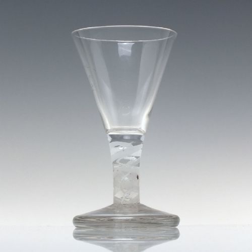 ANTIQUE GEORGIAN OPAQUE TWIST FIRING GLASS C1760 - ADDITIONAL PHOTO 1