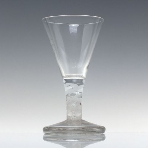 ANTIQUE GEORGIAN OPAQUE TWIST FIRING GLASS C1760 - ADDITIONAL PHOTO 6