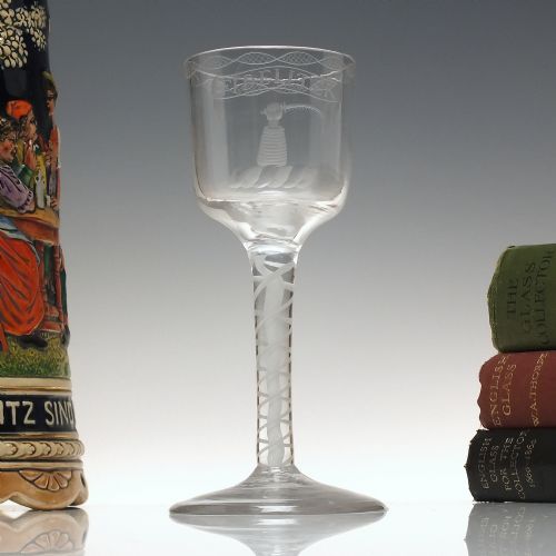 rare scottish fideliter opaque twist wine glass c1760 - CATEGORY: ANTIQUE GLASS - DATED 1750
