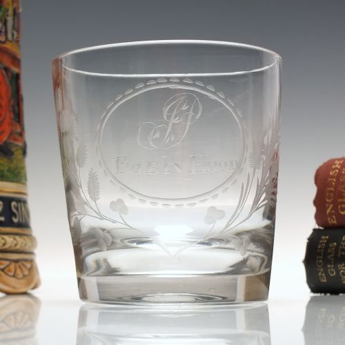 19th century union engraved whisky glass tumbler c1860 - CATEGORY: ANTIQUE GLASS - DATED 1860