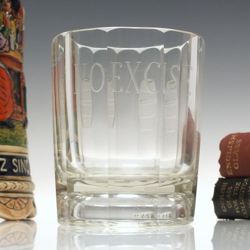 19th century no excise gambling dice whisky glass tumbler c1850 - CATEGORY: ANTIQUE GLASS - DATED 1850