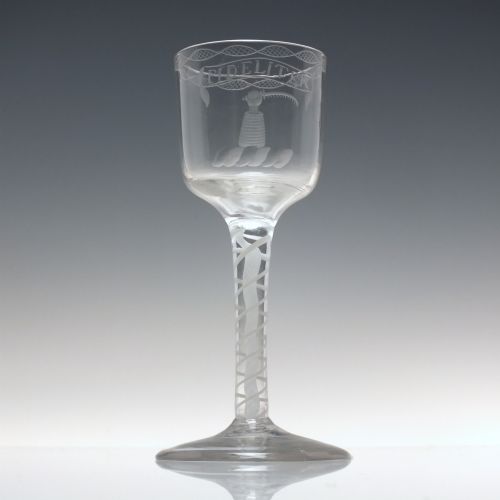 RARE SCOTTISH FIDELITER OPAQUE TWIST WINE GLASS C1760 - ADDITIONAL PHOTO 1