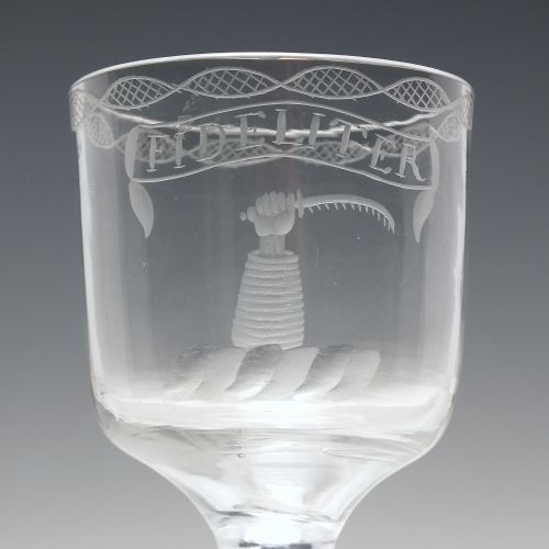 RARE SCOTTISH FIDELITER OPAQUE TWIST WINE GLASS C1760 - ADDITIONAL PHOTO 4