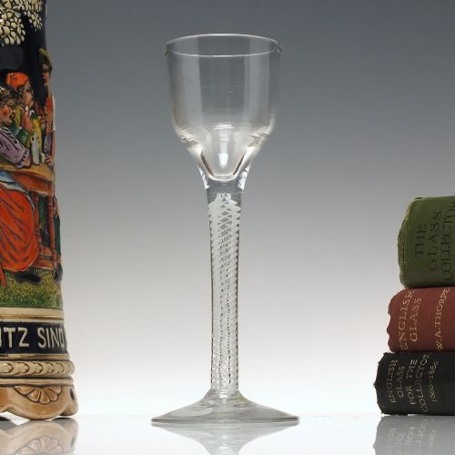 antique georgian mixed twist wine glass c1760 - CATEGORY: ANTIQUE GLASS - DATED 1750