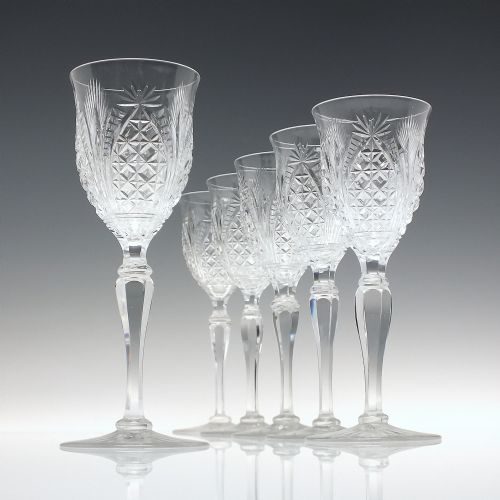 SIX ANTIQUE STEVENS WILLIAMS CUT WINE GLASS C1900 - ADDITIONAL PHOTO 1