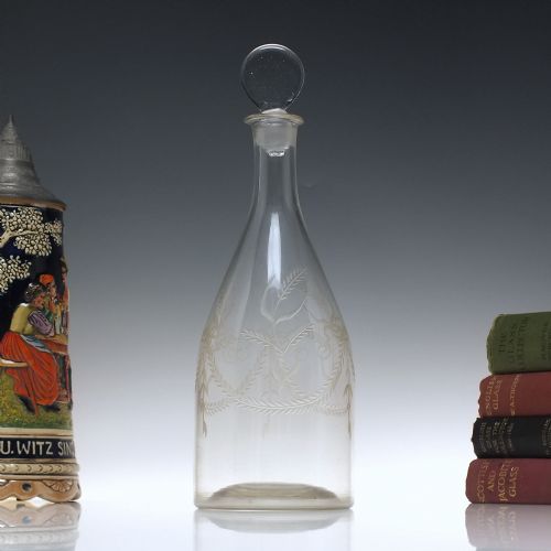 georgian engraved glass taper decanter c1780 - CATEGORY: ANTIQUE GLASS - DATED 1750