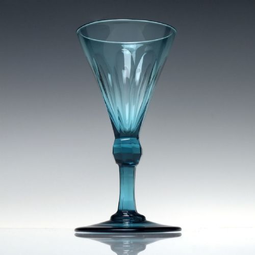 fig 1. Six Georgian Regency Peacock Blue Wine Glasses c1820
