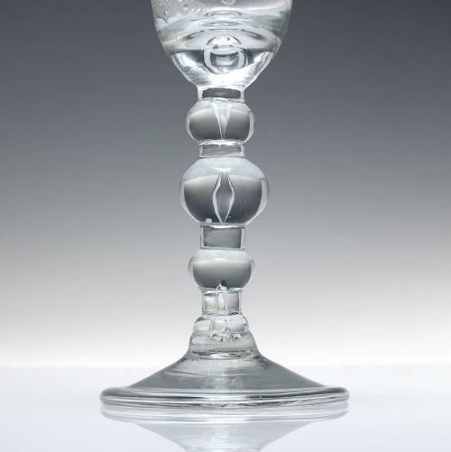 GEORGIAN FRIENDSHIP ENGRAVED BALUSTER WINE GLASS C1750 - ADDITIONAL PHOTO 2