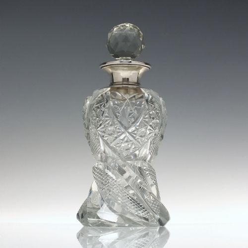 PAIR SILVER TOPPED EDWARDIAN GLASS DECANTERS C1910 - ADDITIONAL PHOTO 1