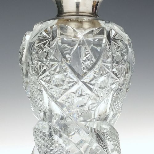 PAIR SILVER TOPPED EDWARDIAN GLASS DECANTERS C1910 - ADDITIONAL PHOTO 2