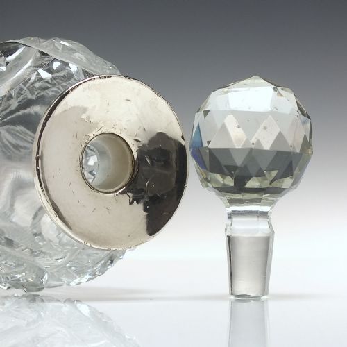 PAIR SILVER TOPPED EDWARDIAN GLASS DECANTERS C1910 - ADDITIONAL PHOTO 3