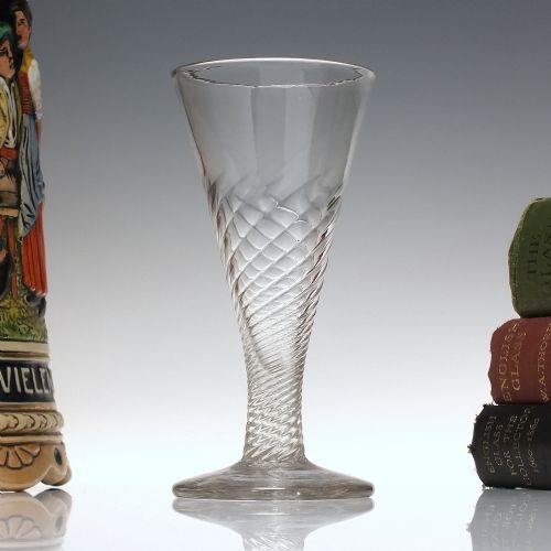 18th century georgian wrythen ale glass c1770 - CATEGORY: ANTIQUE GLASS - DATED 1750