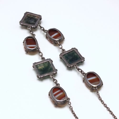 EXCEPTIONAL ANTIQUE SILVER AND SCOTTISH AGATE NECKLACE C1920 - ADDITIONAL PHOTO 2