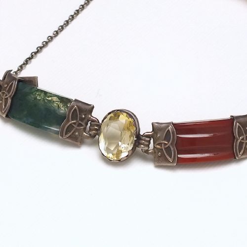 EXCEPTIONAL ANTIQUE SILVER AND SCOTTISH AGATE BRACELET C1920 - ADDITIONAL PHOTO 1