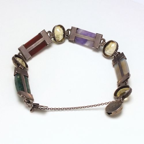 EXCEPTIONAL ANTIQUE SILVER AND SCOTTISH AGATE BRACELET C1920 - ADDITIONAL PHOTO 3