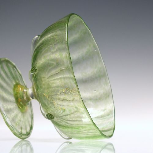 SIX ANTIQUE ITALIAN SALVIATI GREEN GLASS SUNDAE BOWLS WITH MATCHING SAUCERS C1900 - ADDITIONAL PHOTO 4
