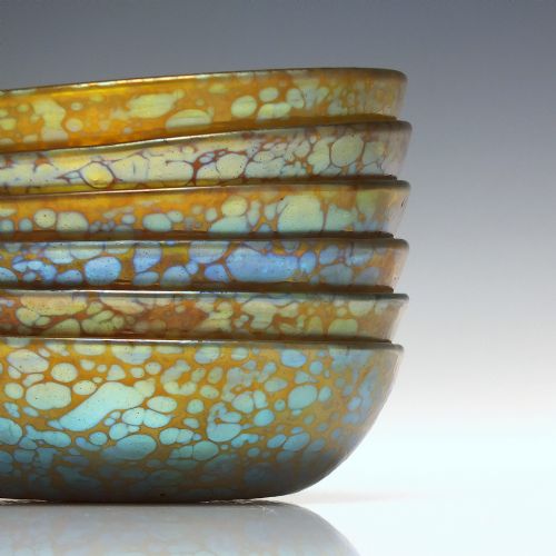SIX LOETZ IRIDESCENT CANDIA PAPILLON GLASS BOWLS C1905 - ADDITIONAL PHOTO 1