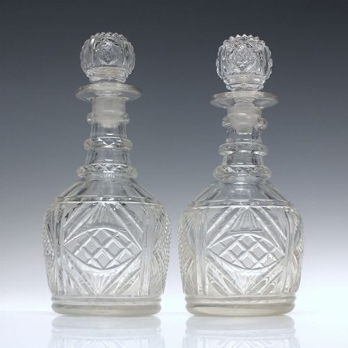 pair georgian scottish john ford glass decanters c1825 - CATEGORY: ANTIQUE GLASS - DATED 1800