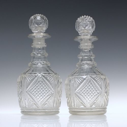 PAIR GEORGIAN SCOTTISH JOHN FORD GLASS DECANTERS C1825 - ADDITIONAL PHOTO 1