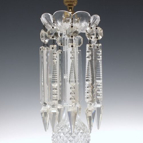 TALL VICTORIAN GLASS CANDLE STICK LUSTRE C1880 - ADDITIONAL PHOTO 2