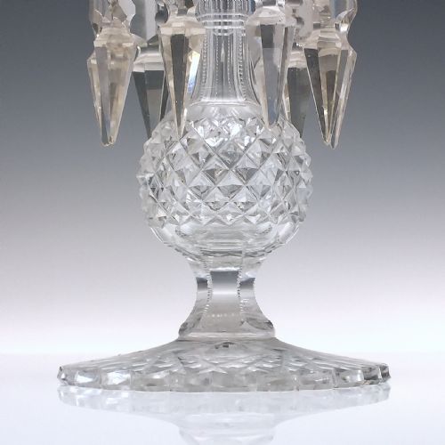 TALL VICTORIAN GLASS CANDLE STICK LUSTRE C1880 - ADDITIONAL PHOTO 4