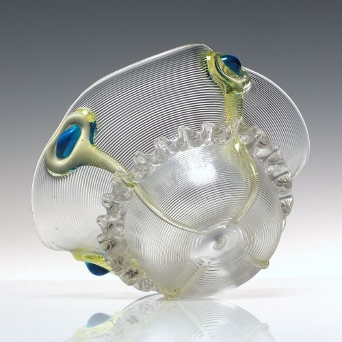 RARE STUART SON BLUE GREEN PEACOCK GLASS VASE C1910 - ADDITIONAL PHOTO 2