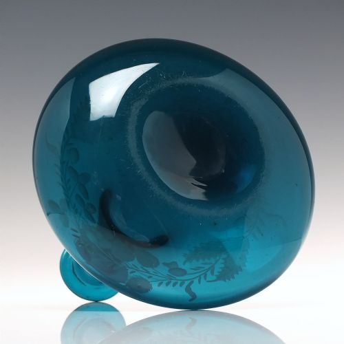 RARE PEACOCK BLUE GEORGIAN UNION ENGRAVED GLASS MELL DECANTER C1830 - ADDITIONAL PHOTO 2
