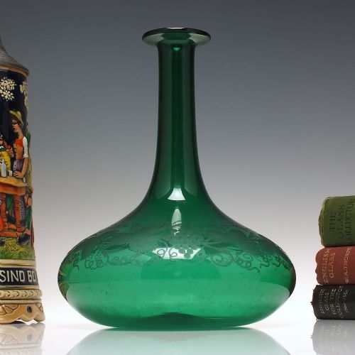 georgian engraved bristol green glass mell decanter c1830 - CATEGORY: ANTIQUE GLASS - DATED 1800