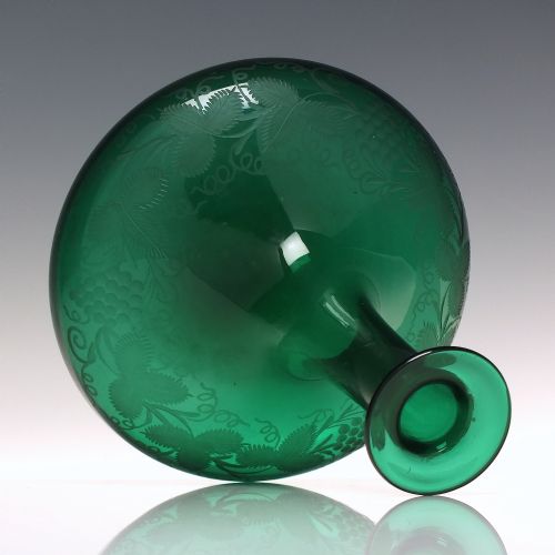 GEORGIAN ENGRAVED BRISTOL GREEN GLASS MELL DECANTER C1830 - ADDITIONAL PHOTO 2