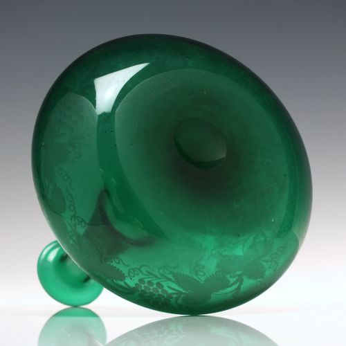 GEORGIAN ENGRAVED BRISTOL GREEN GLASS MELL DECANTER C1830 - ADDITIONAL PHOTO 3