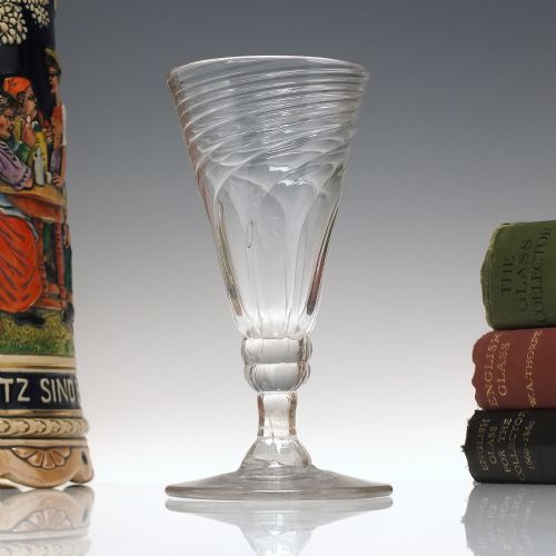 georgian wrythen moulded ale glass c1760 - CATEGORY: ANTIQUE GLASS - DATED 1750