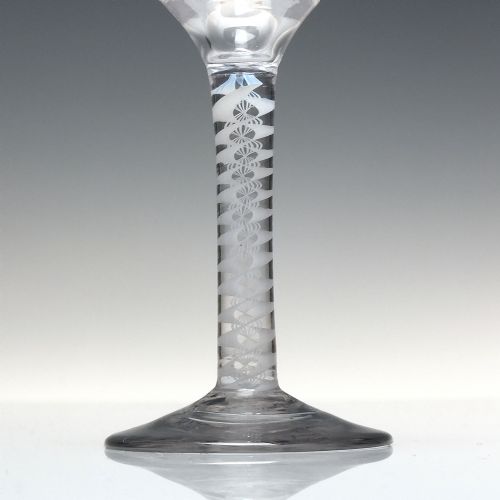 GEORGIAN ENGRAVED OPAQUE TWIST WINE GLASS C1760 - ADDITIONAL PHOTO 2